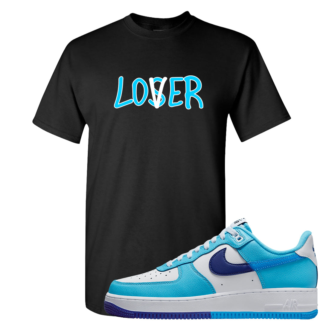 Split Light Photo Blue Low 1s T Shirt | Lover, Black