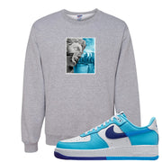 Split Light Photo Blue Low 1s Crewneck Sweatshirt | Miguel, Ash