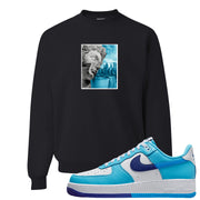 Split Light Photo Blue Low 1s Crewneck Sweatshirt | Miguel, Black