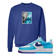 Split Light Photo Blue Low 1s Crewneck Sweatshirt | Miguel, Deep Royal