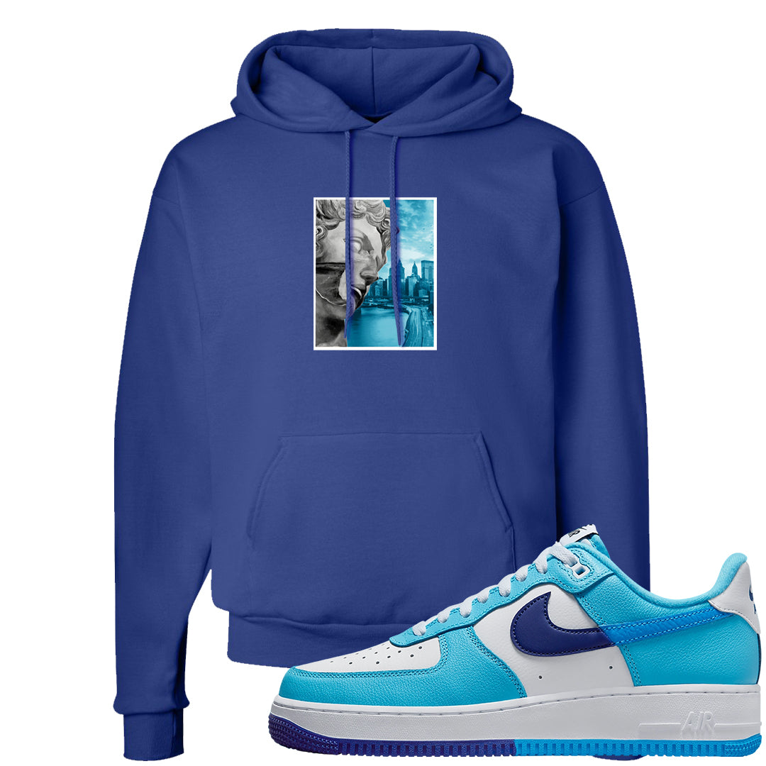 Split Light Photo Blue Low 1s Hoodie | Miguel, Deep Royal