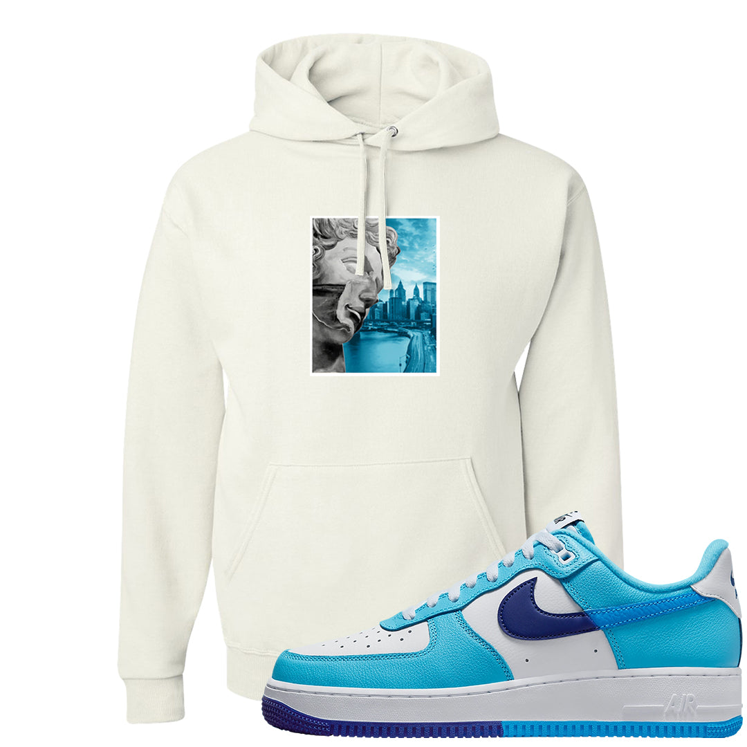 Split Light Photo Blue Low 1s Hoodie | Miguel, White