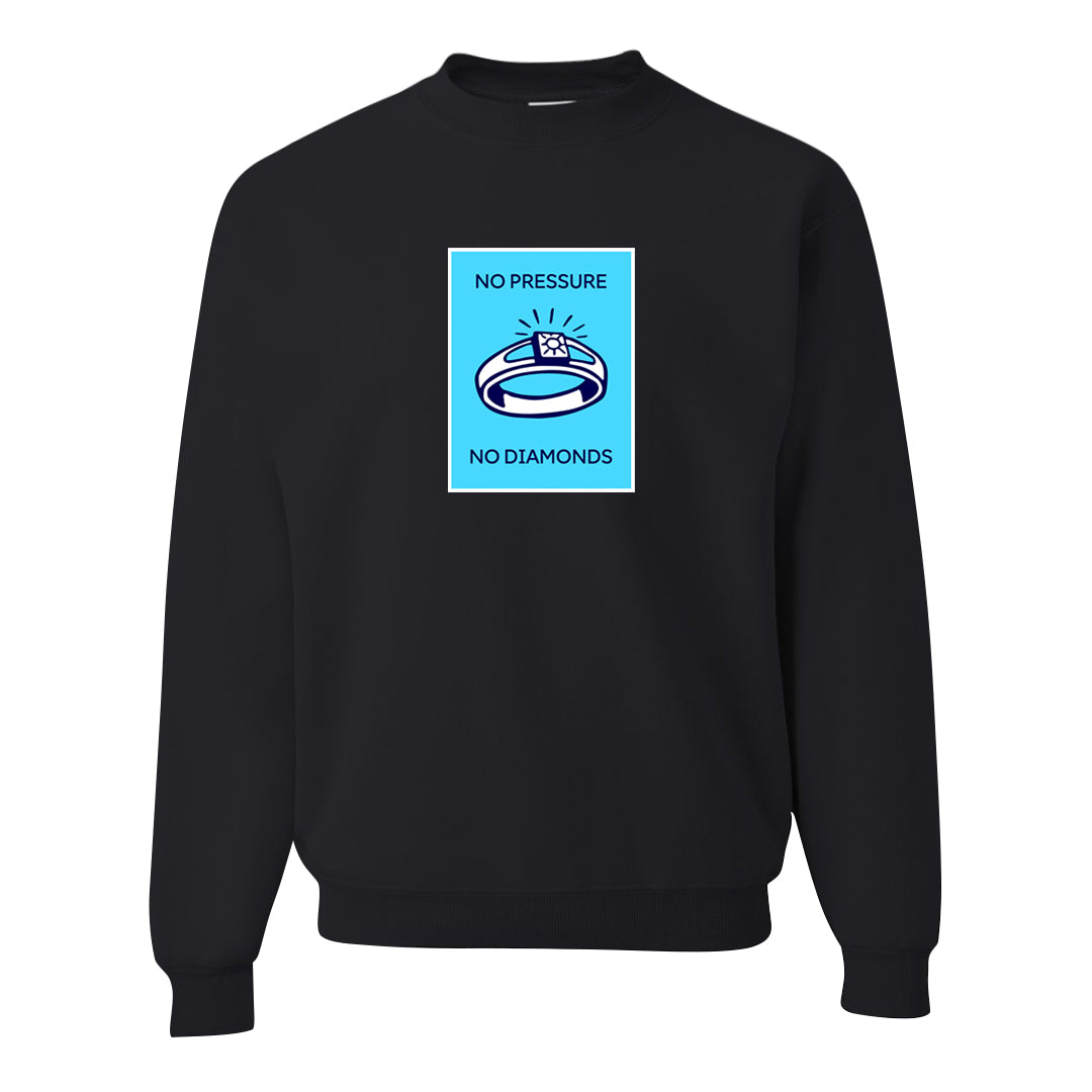 Split Light Photo Blue Low 1s Crewneck Sweatshirt | No Pressure No Diamond, Black