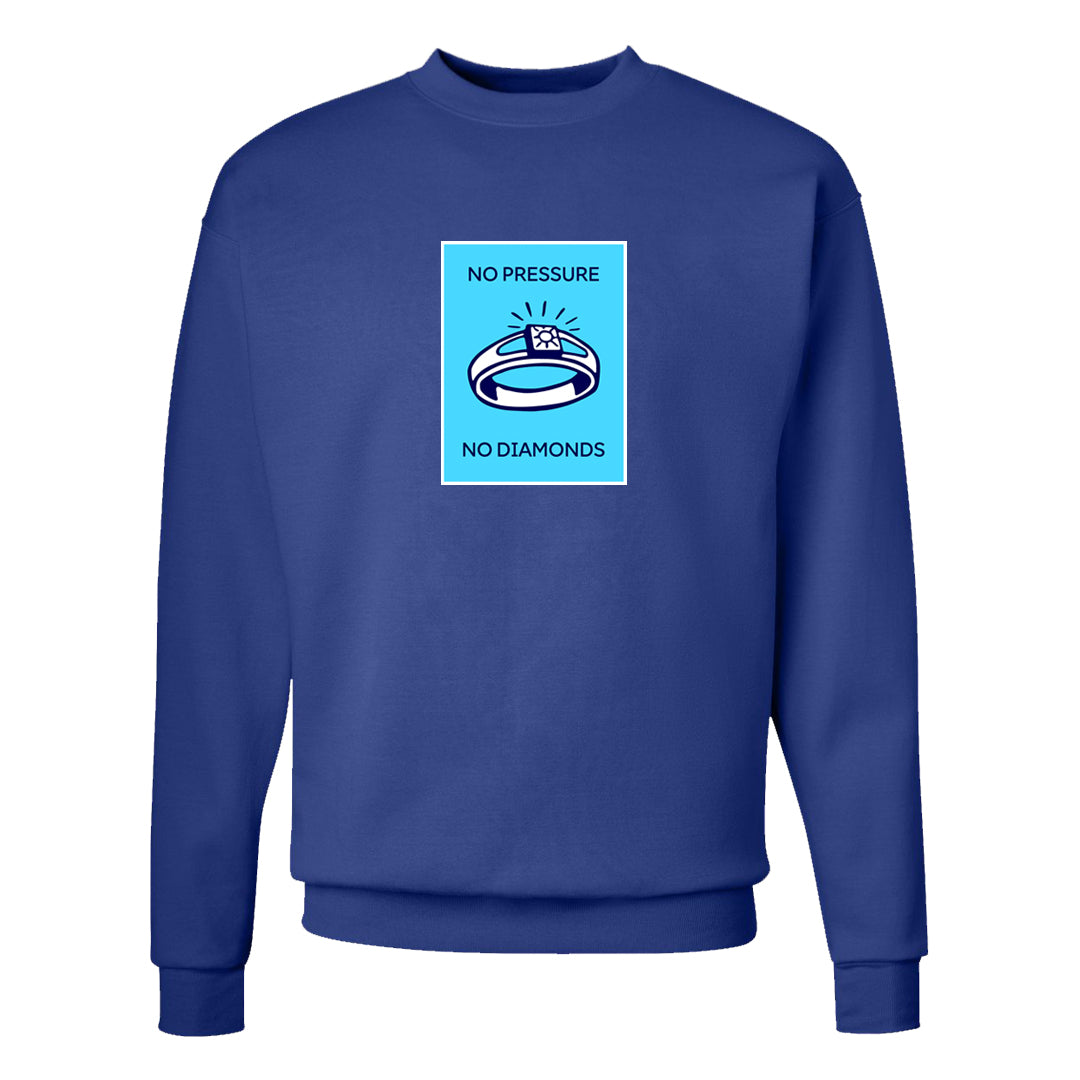 Split Light Photo Blue Low 1s Crewneck Sweatshirt | No Pressure No Diamond, Deep Royal