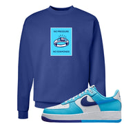 Split Light Photo Blue Low 1s Crewneck Sweatshirt | No Pressure No Diamond, Deep Royal