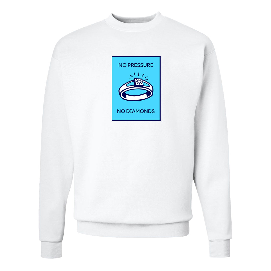 Split Light Photo Blue Low 1s Crewneck Sweatshirt | No Pressure No Diamond, White