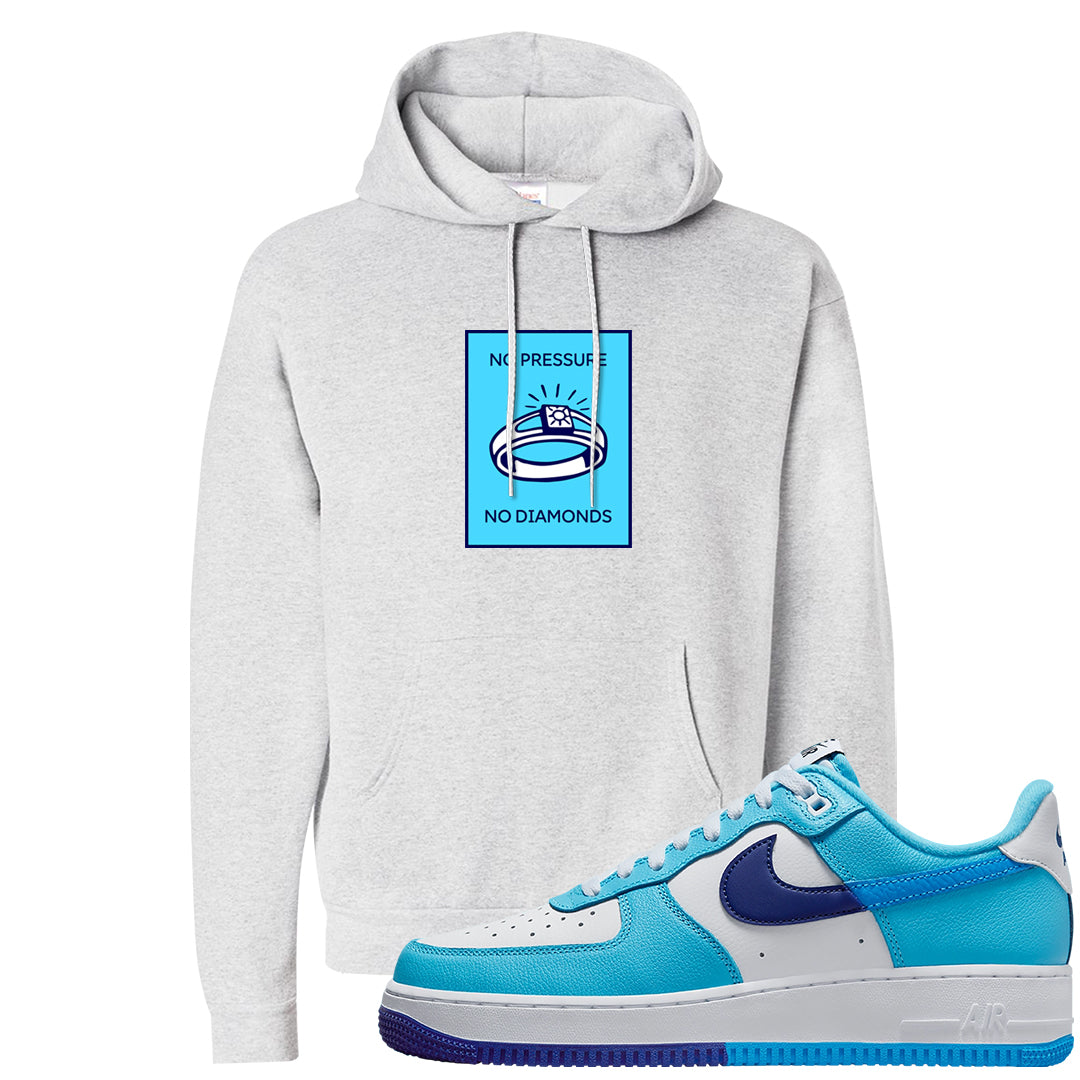 Split Light Photo Blue Low 1s Hoodie | No Pressure No Diamond, Ash