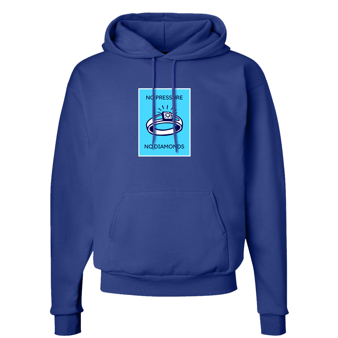 Split Light Photo Blue Low 1s Hoodie | No Pressure No Diamond, Deep Royal