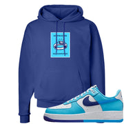 Split Light Photo Blue Low 1s Hoodie | No Pressure No Diamond, Deep Royal