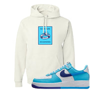 Split Light Photo Blue Low 1s Hoodie | No Pressure No Diamond, White