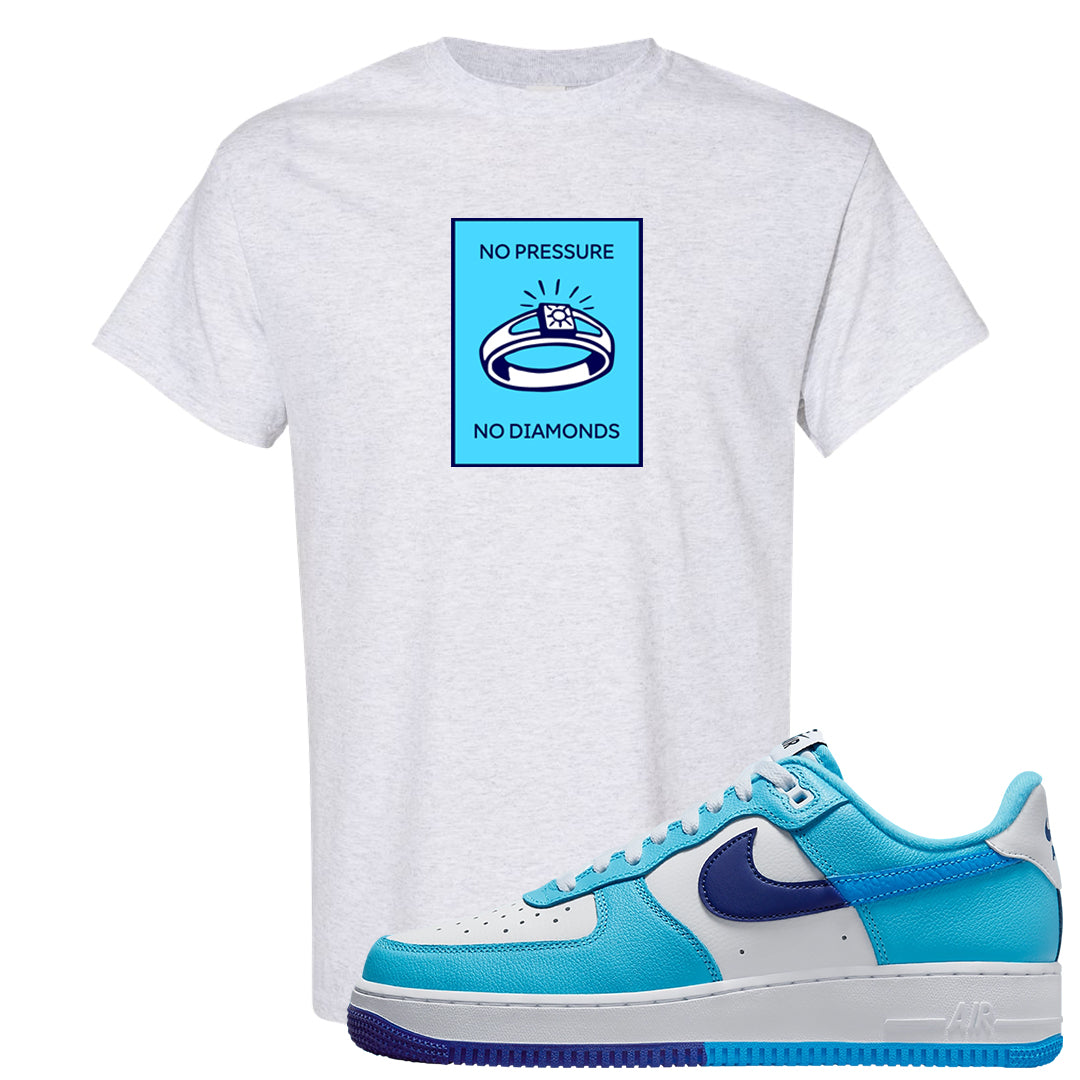 Split Light Photo Blue Low 1s T Shirt | No Pressure No Diamond, Ash