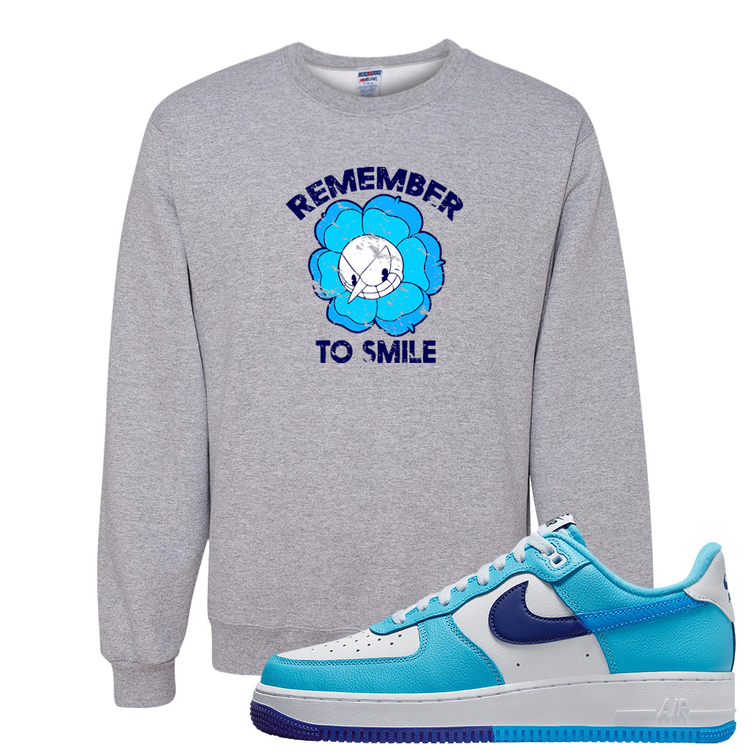 Split Light Photo Blue Low 1s Crewneck Sweatshirt | Remember To Smile, Ash