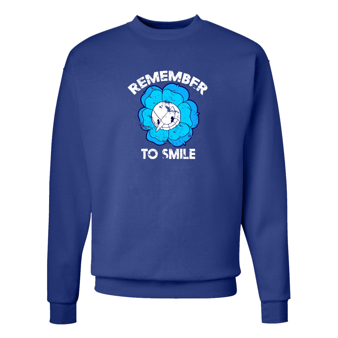 Split Light Photo Blue Low 1s Crewneck Sweatshirt | Remember To Smile, Deep Royal