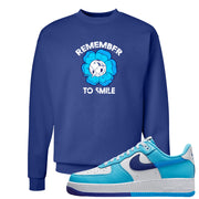 Split Light Photo Blue Low 1s Crewneck Sweatshirt | Remember To Smile, Deep Royal