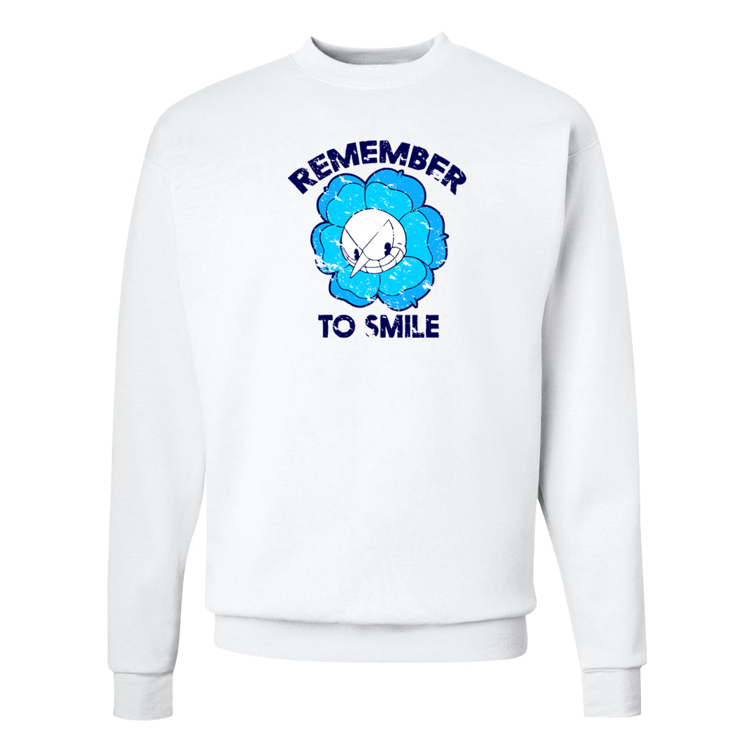 Split Light Photo Blue Low 1s Crewneck Sweatshirt | Remember To Smile, White