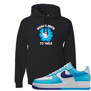 Split Light Photo Blue Low 1s Hoodie | Remember To Smile, Black