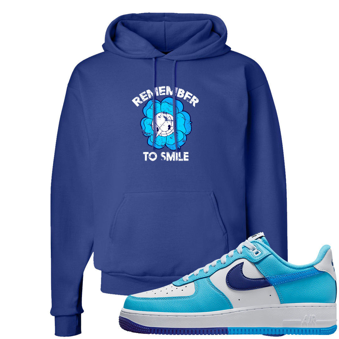 Split Light Photo Blue Low 1s Hoodie | Remember To Smile, Deep Royal