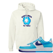 Split Light Photo Blue Low 1s Hoodie | Remember To Smile, White