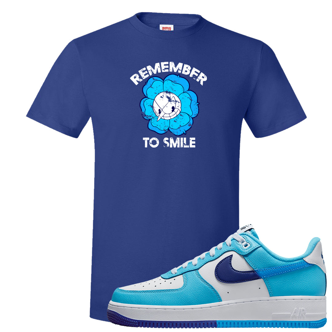 Split Light Photo Blue Low 1s T Shirt | Remember To Smile, Deep Royal