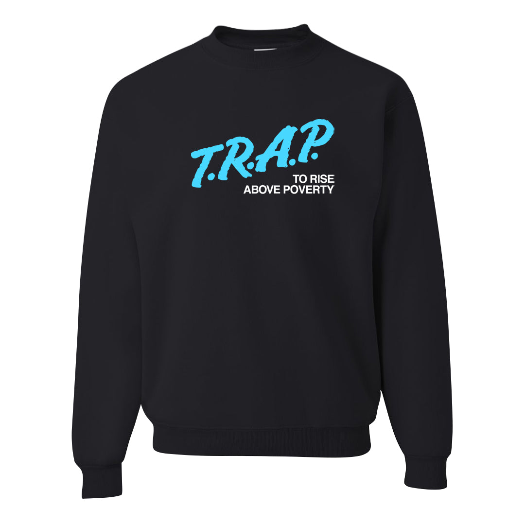 Split Light Photo Blue Low 1s Crewneck Sweatshirt | Trap To Rise Above Poverty, Black