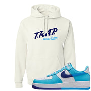 Split Light Photo Blue Low 1s Hoodie | Trap To Rise Above Poverty, White