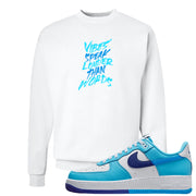 Split Light Photo Blue Low 1s Crewneck Sweatshirt | Vibes Speak Louder Than Words, White