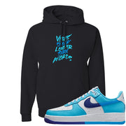 Split Light Photo Blue Low 1s Hoodie | Vibes Speak Louder Than Words, Black