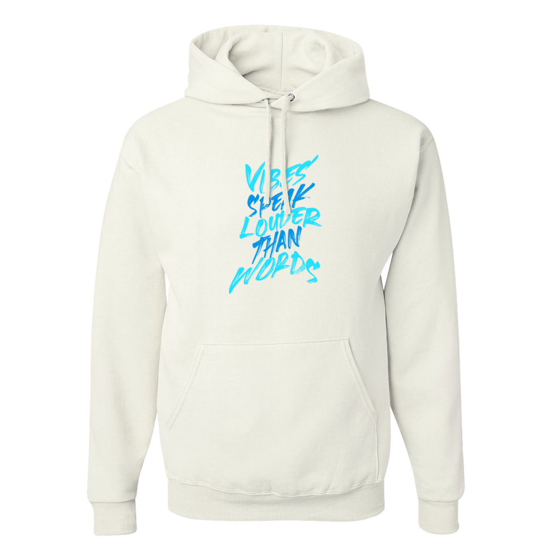 Split Light Photo Blue Low 1s Hoodie | Vibes Speak Louder Than Words, White