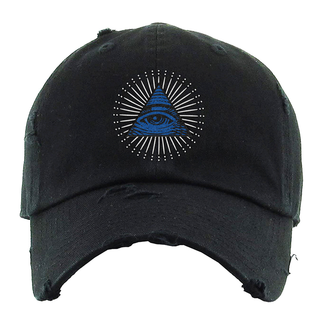 Tinaj Low AF 1s Distressed Dad Hat | All Seeing Eye, Black
