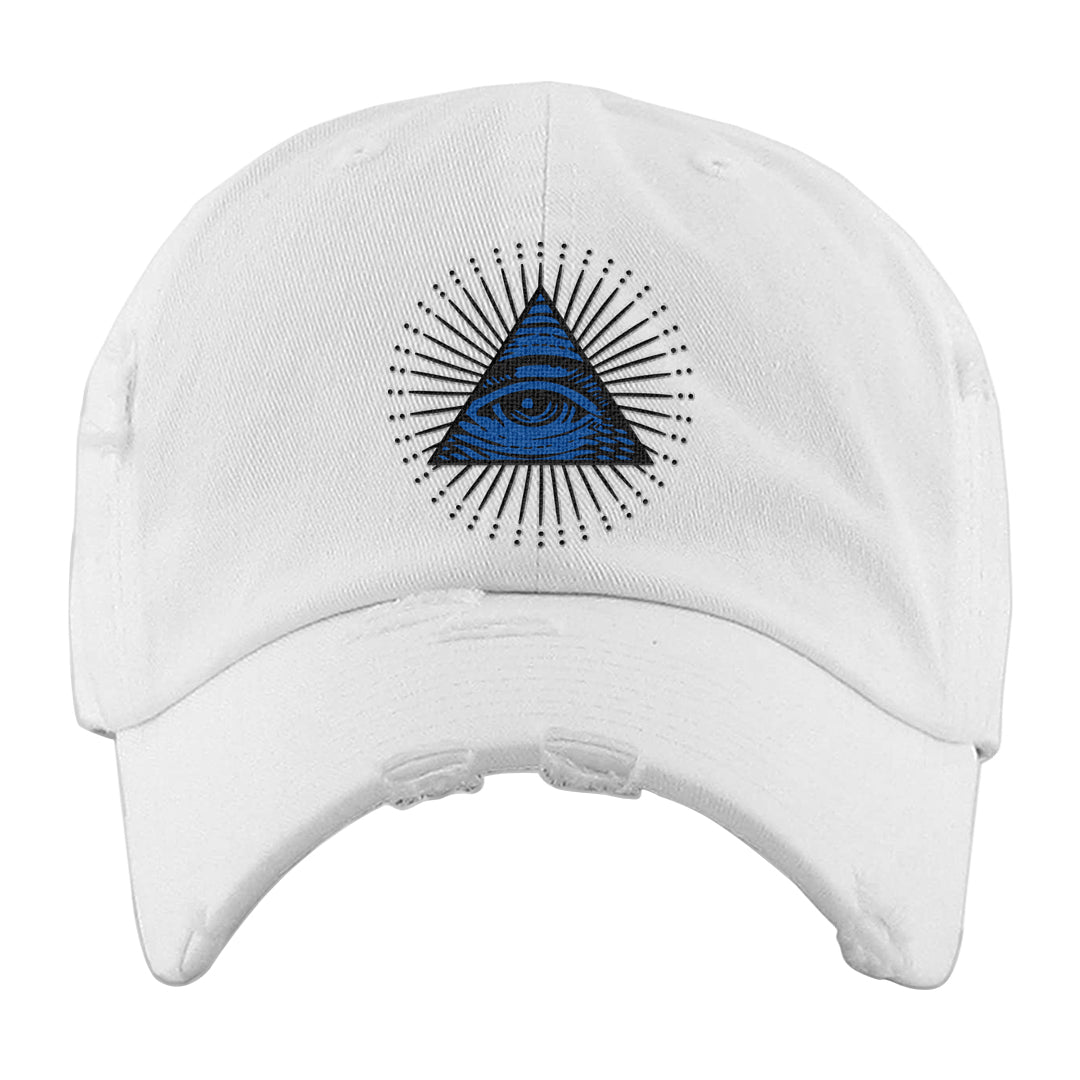 Tinaj Low AF 1s Distressed Dad Hat | All Seeing Eye, White