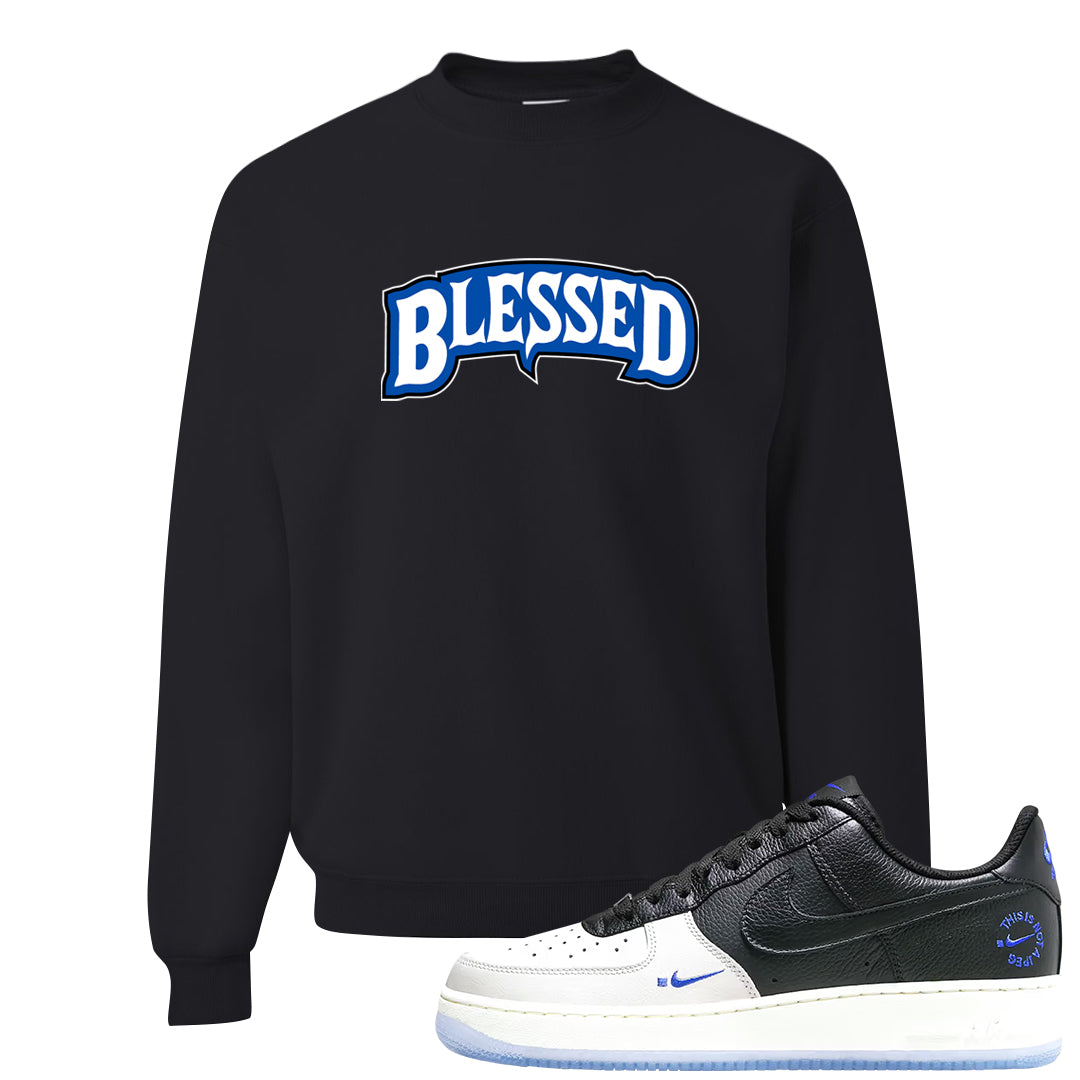 Tinaj Low AF 1s Crewneck Sweatshirt | Blessed Arch, Black