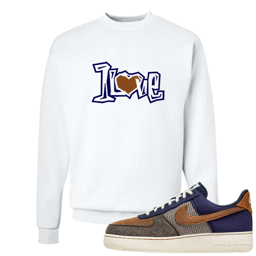 Tweed Low AF 1s Crewneck Sweatshirt | 1 Love, White