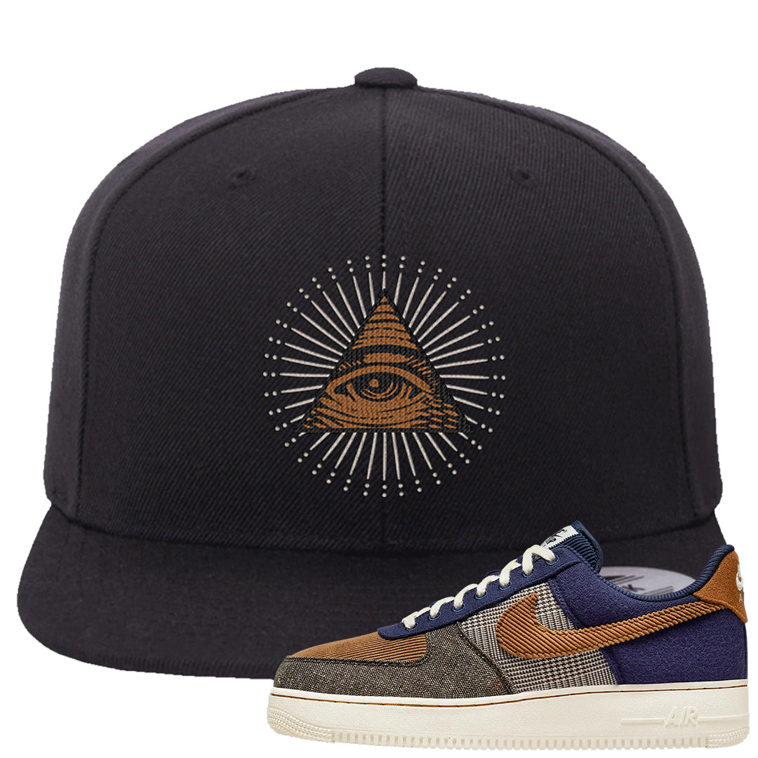 Tweed Low AF 1s Snapback Hat | All Seeing Eye, Black