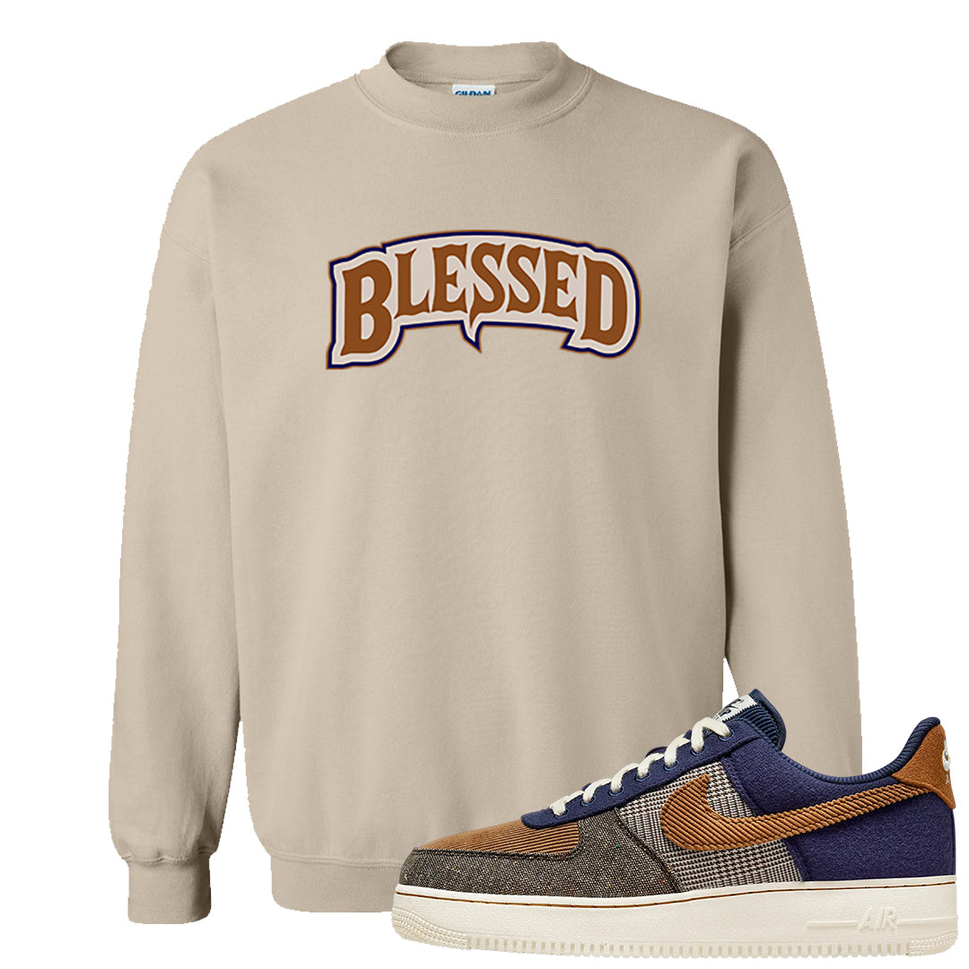 Tweed Low AF 1s Crewneck Sweatshirt | Blessed Arch, Sand