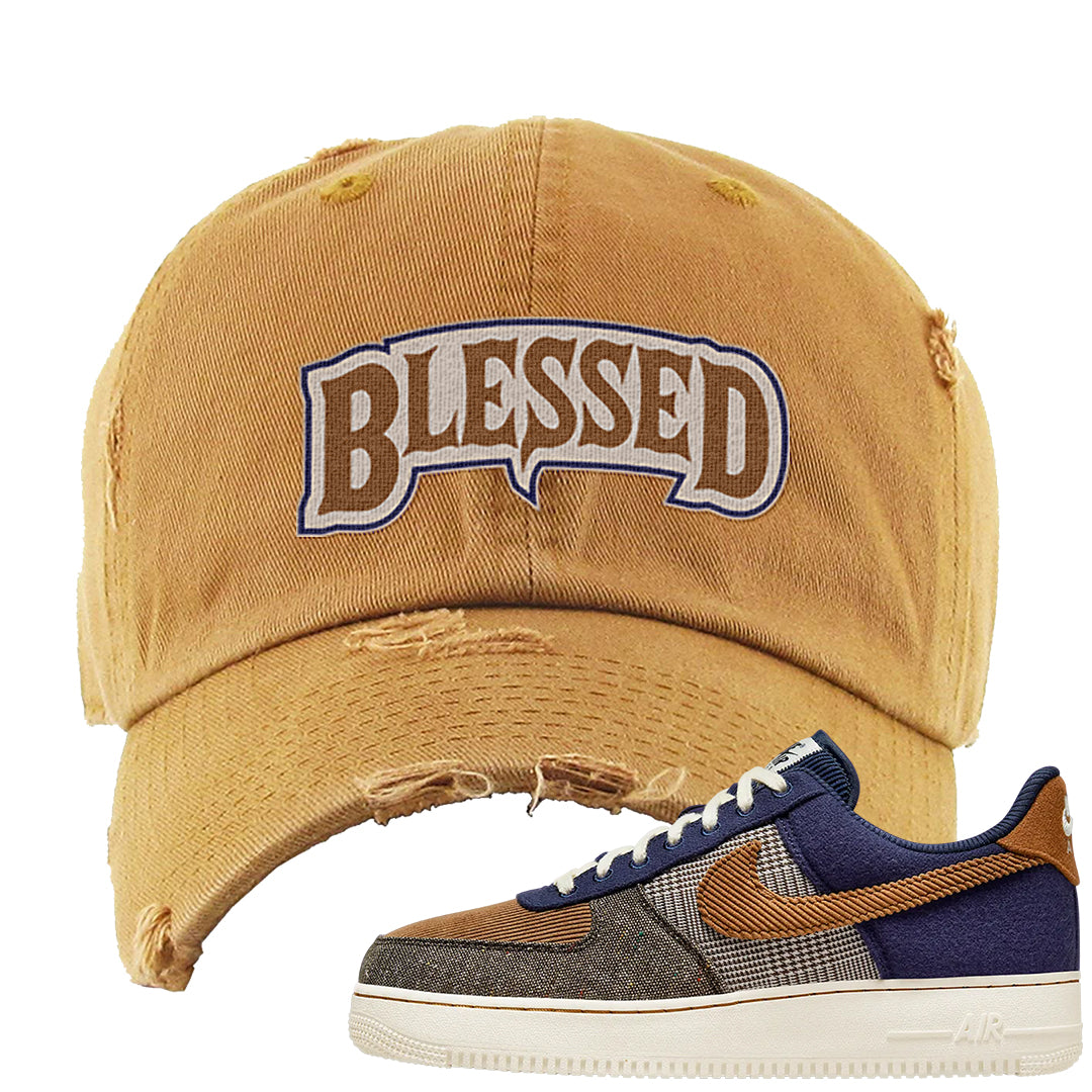 Tweed Low AF 1s Distressed Dad Hat | Blessed Arch, Timberland