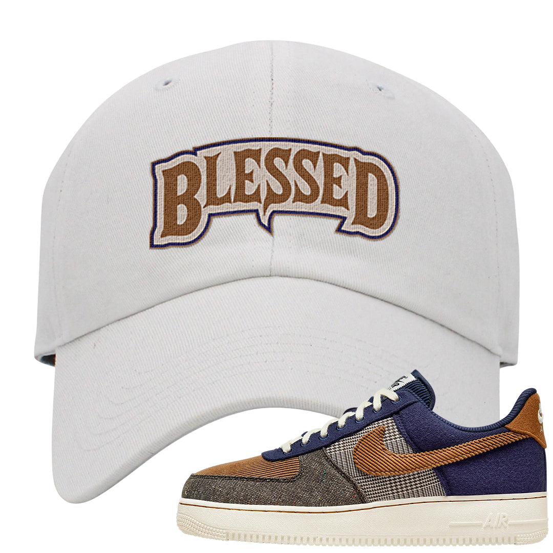 Tweed Low AF 1s Dad Hat | Blessed Arch, White