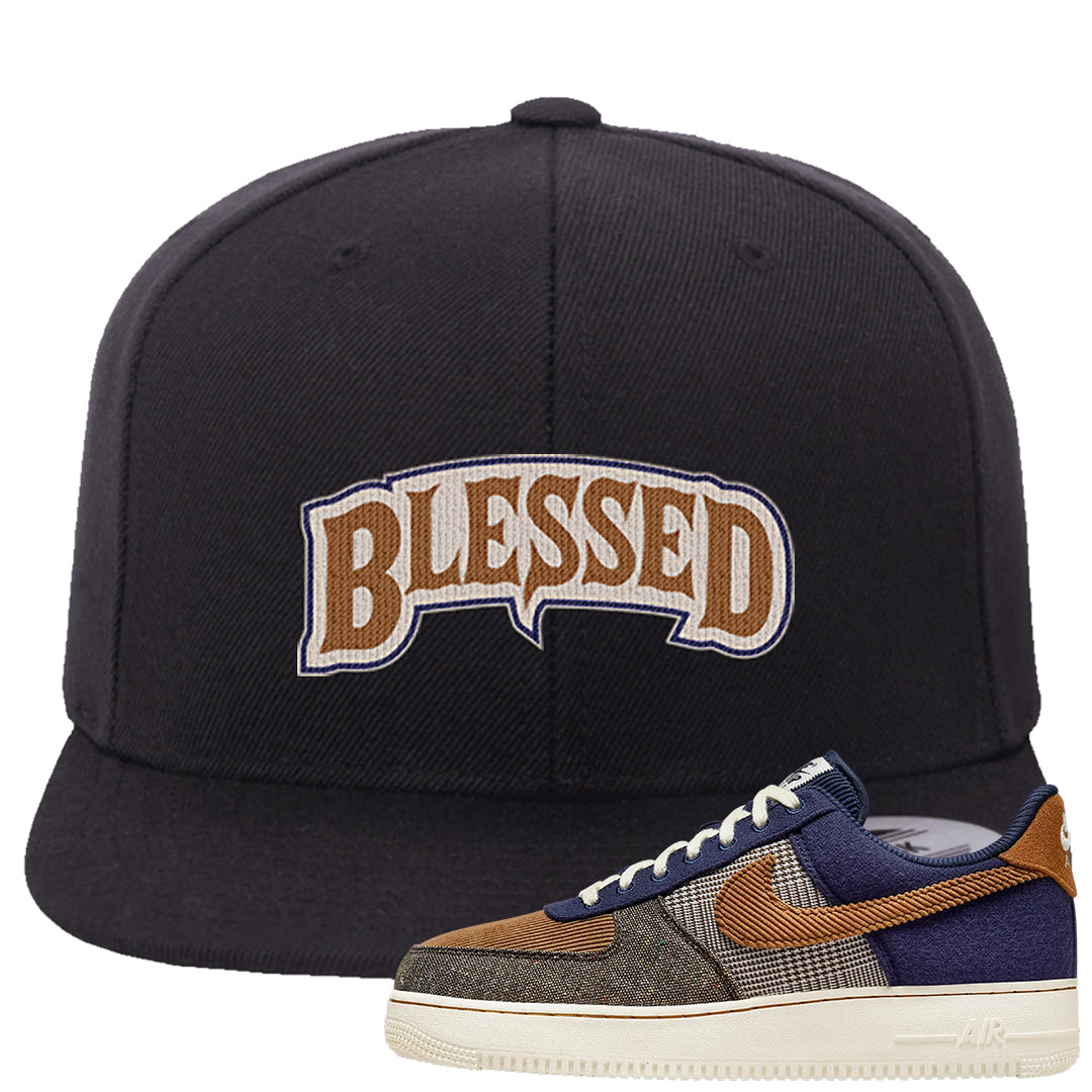 Tweed Low AF 1s Snapback Hat | Blessed Arch, Black