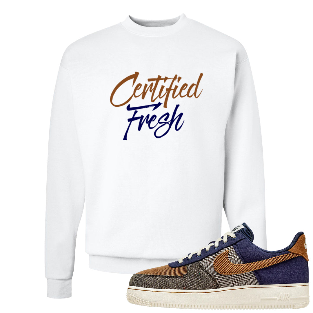 Tweed Low AF 1s Crewneck Sweatshirt | Certified Fresh, White