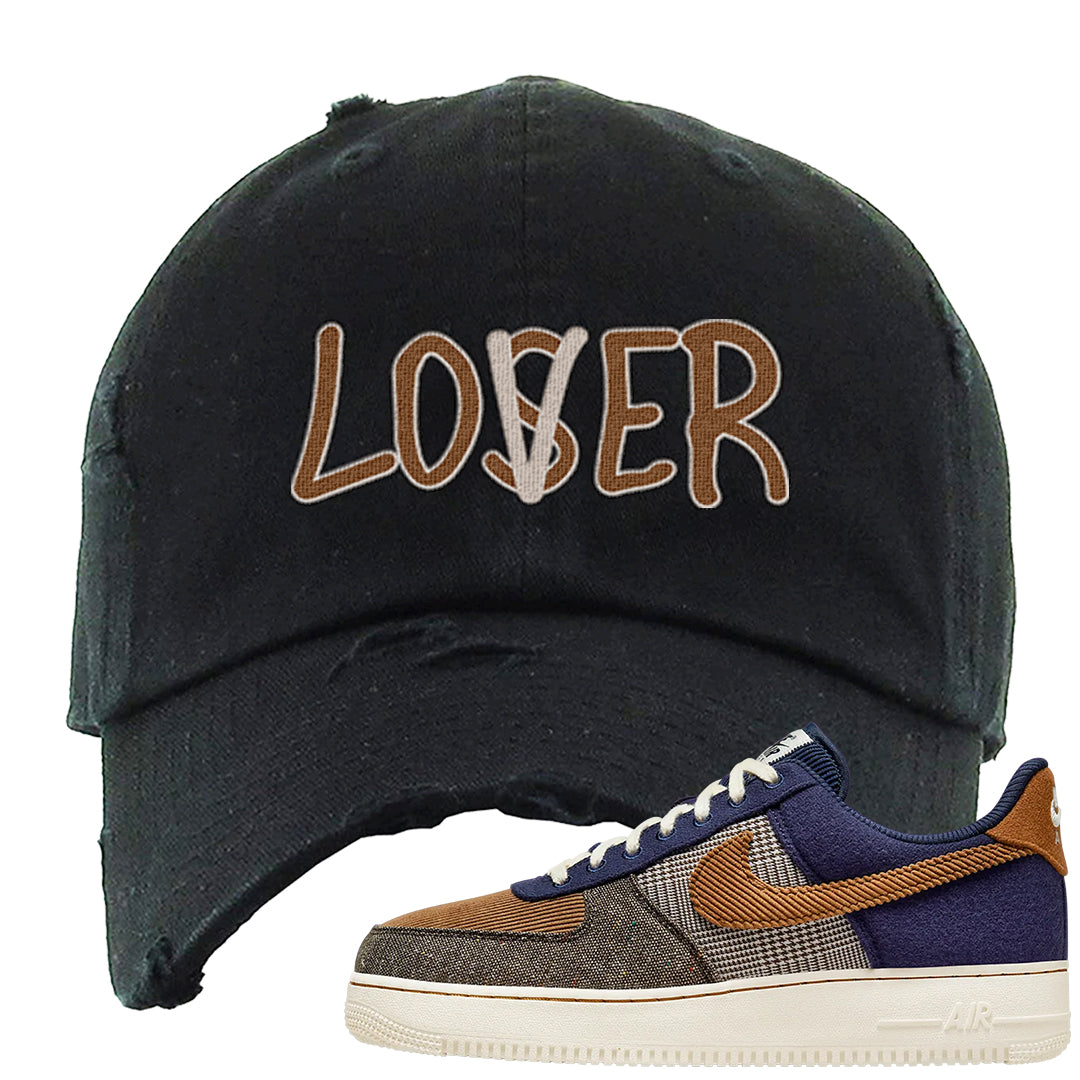Tweed Low AF 1s Distressed Dad Hat | Lover, Black