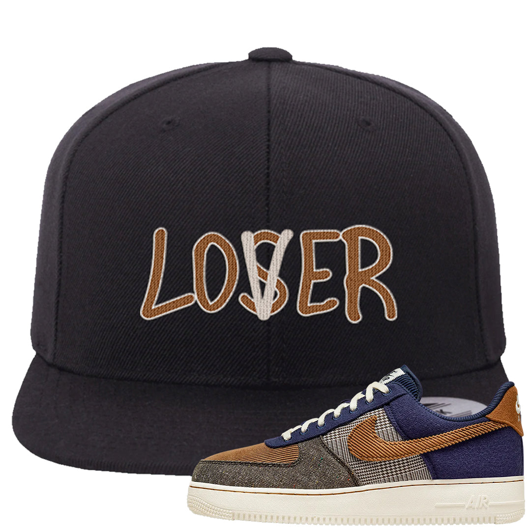 Tweed Low AF 1s Snapback Hat | Lover, Black
