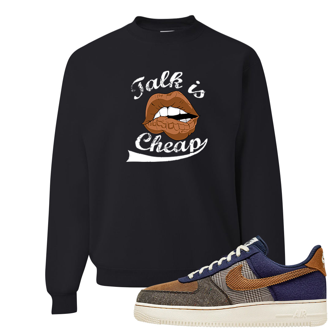 Tweed Low AF 1s Crewneck Sweatshirt | Talk Lips, Black