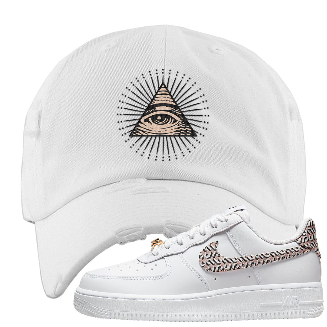 United In Victory Low 1s Distressed Dad Hat | All Seeing Eye, White