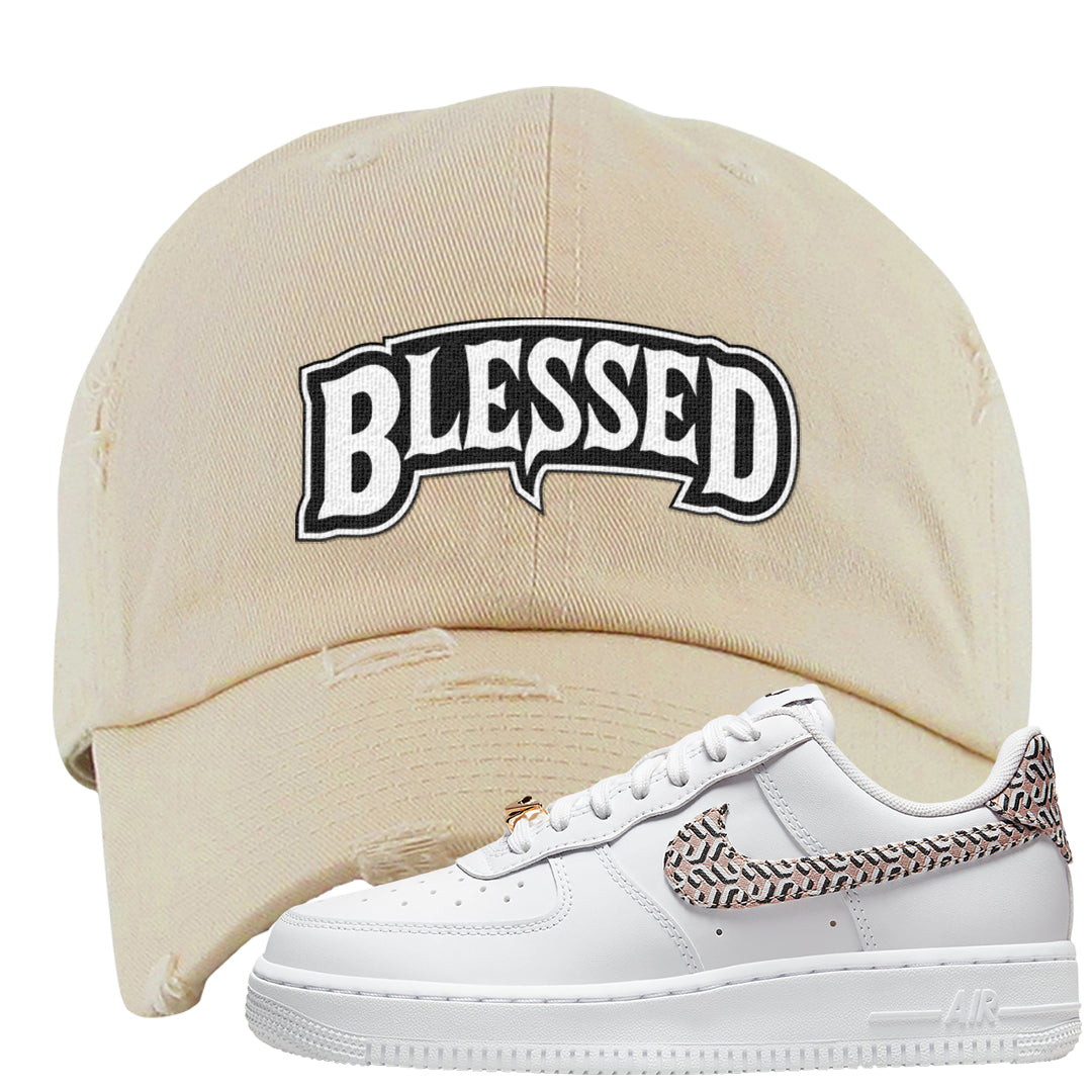 United In Victory Low 1s Distressed Dad Hat | Blessed Arch, Ivory