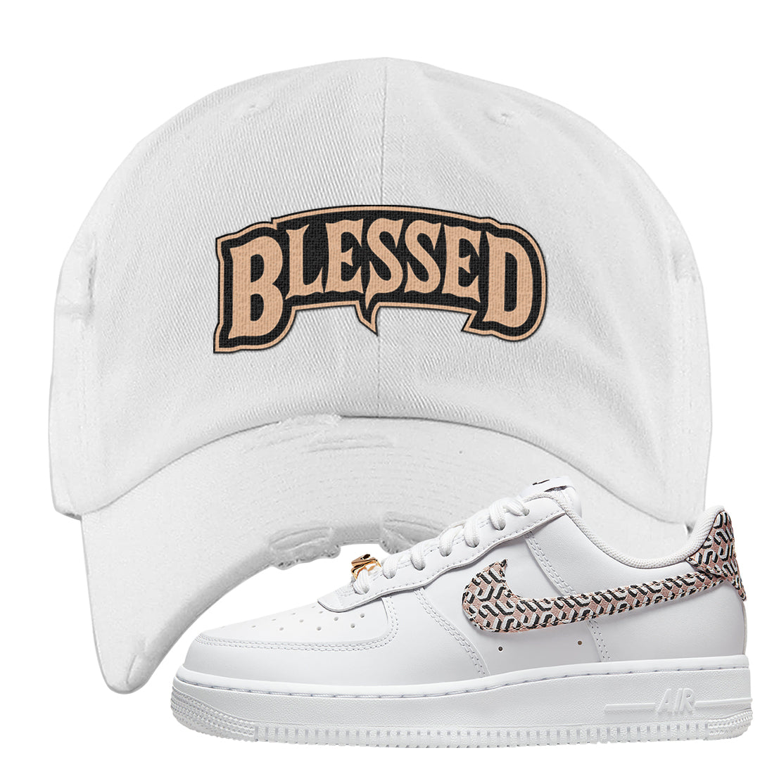 United In Victory Low 1s Distressed Dad Hat | Blessed Arch, White