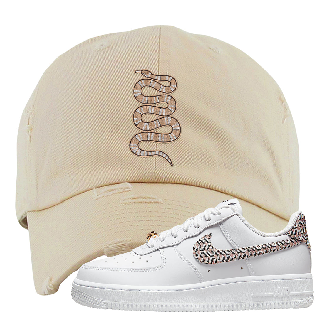 United In Victory Low 1s Distressed Dad Hat | Coiled Snake, Ivory