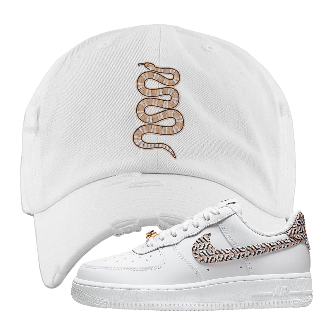 United In Victory Low 1s Distressed Dad Hat | Coiled Snake, White