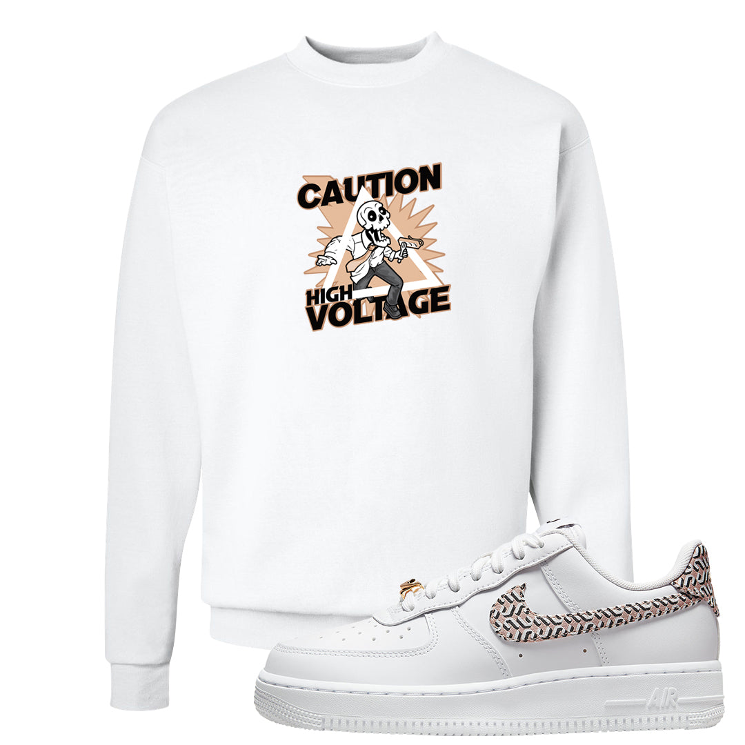 United In Victory Low 1s Crewneck Sweatshirt | Caution High Voltage, White