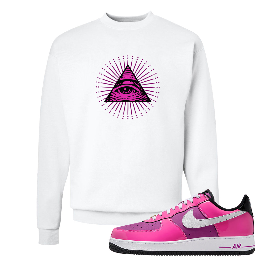 Las Vegas AF1s Crewneck Sweatshirt | All Seeing Eye, White