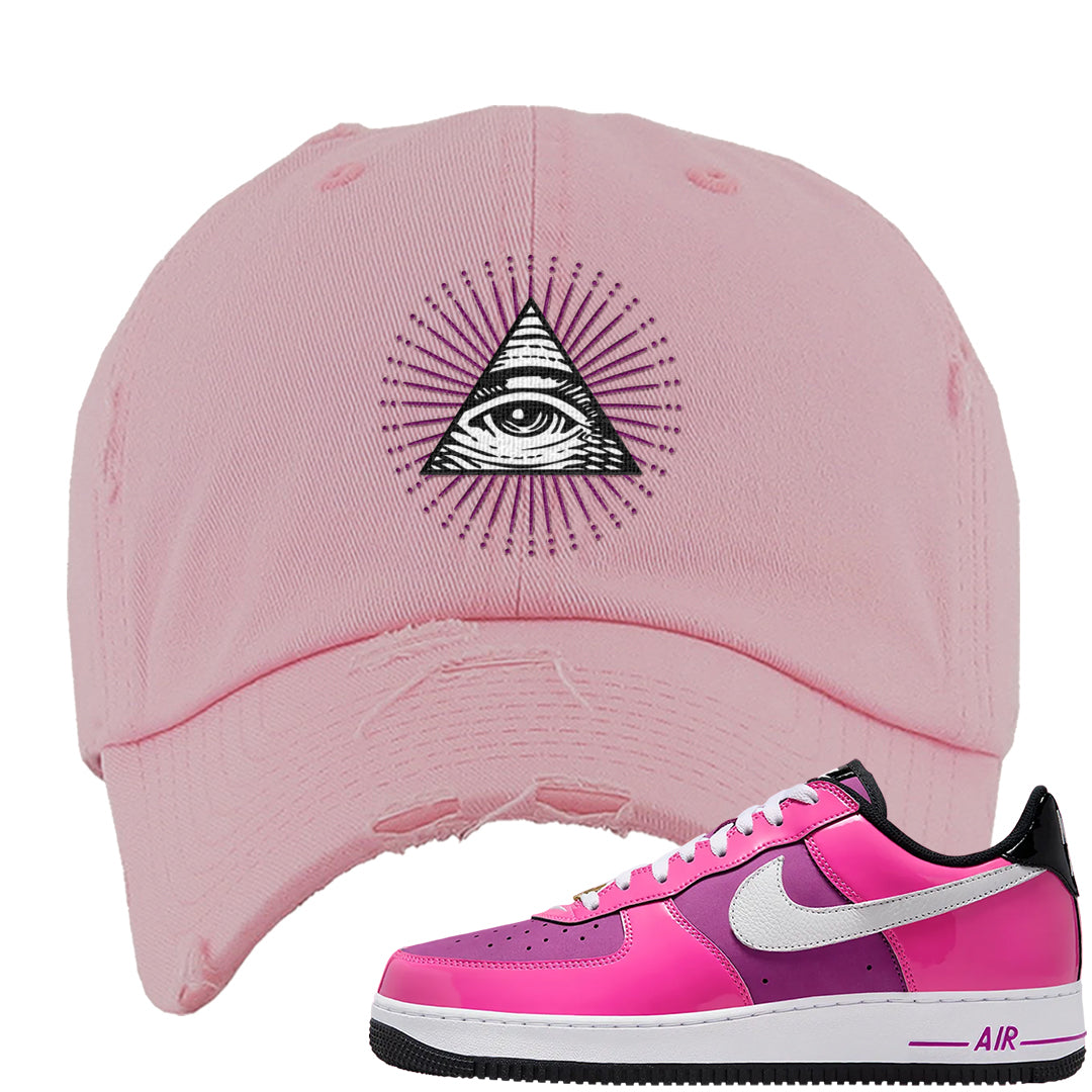 Las Vegas AF1s Distressed Dad Hat | All Seeing Eye, Light Pink