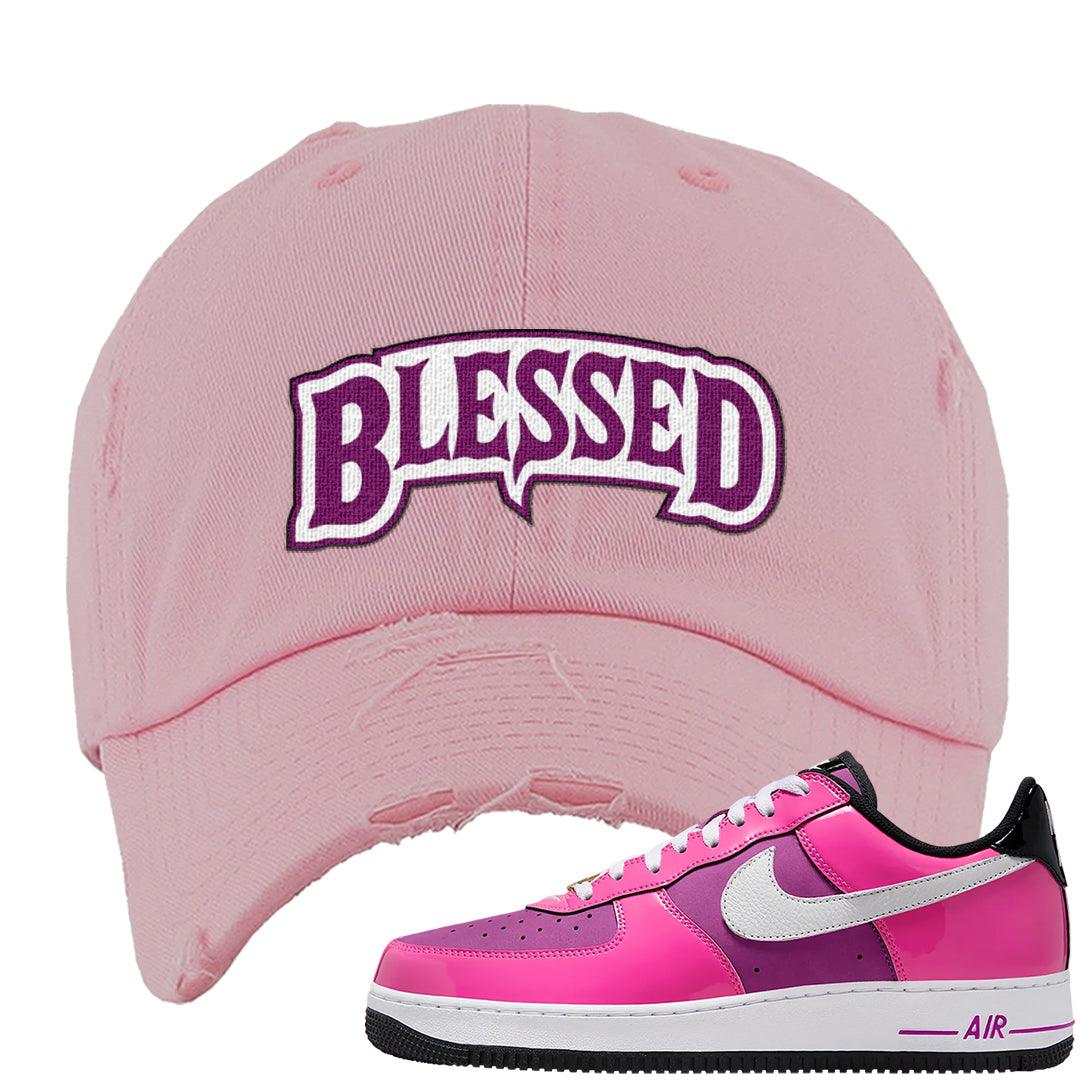 Las Vegas AF1s Distressed Dad Hat | Blessed Arch, Light Pink